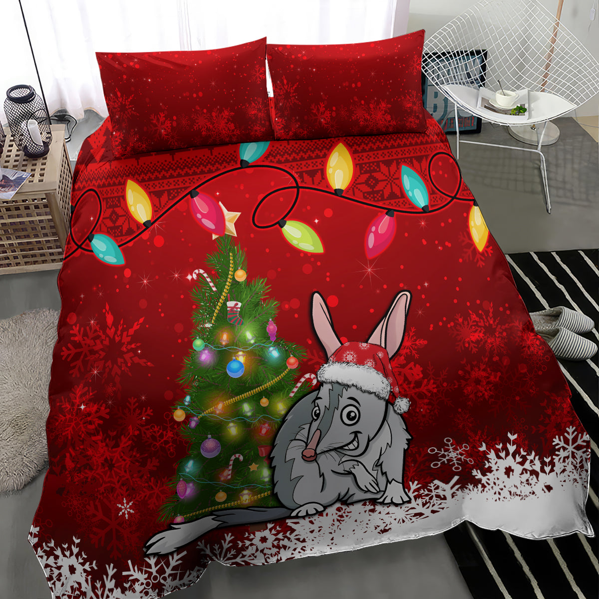 Australia Christmas Bedding Set Aussie Bilby Santa Merry Xmas - Vibe Hoodie Shop