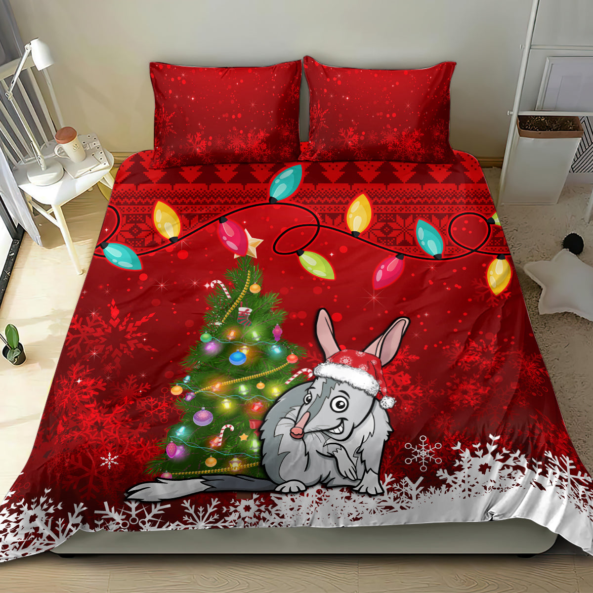 Australia Christmas Bedding Set Aussie Bilby Santa Merry Xmas - Vibe Hoodie Shop