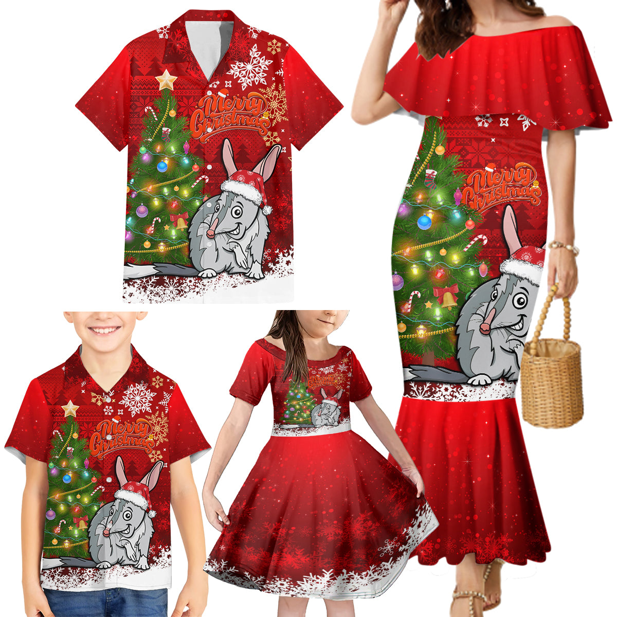 australia-christmas-family-matching-mermaid-dress-and-hawaiian-shirt-aussie-bilby-santa-merry-xmas