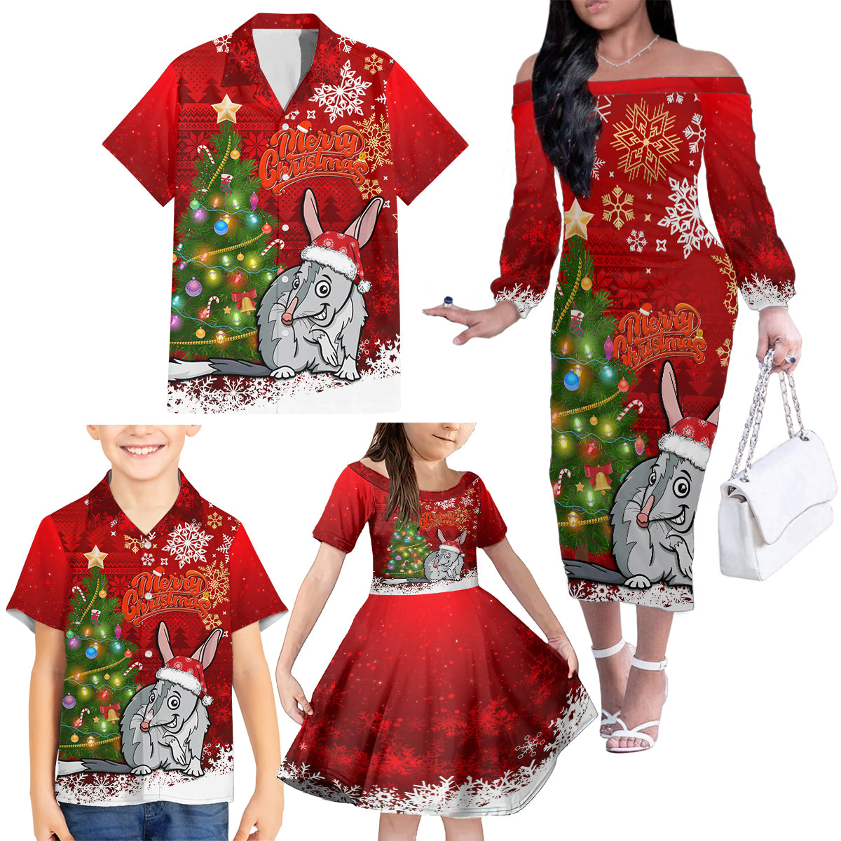 australia-christmas-family-matching-off-shoulder-long-sleeve-dress-and-hawaiian-shirt-aussie-bilby-santa-merry-xmas