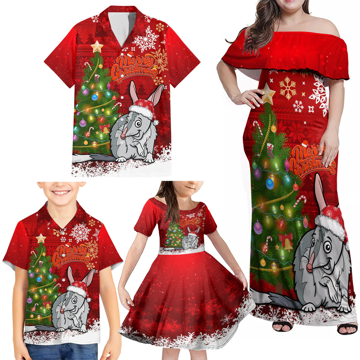 australia-christmas-family-matching-off-shoulder-maxi-dress-and-hawaiian-shirt-aussie-bilby-santa-merry-xmas