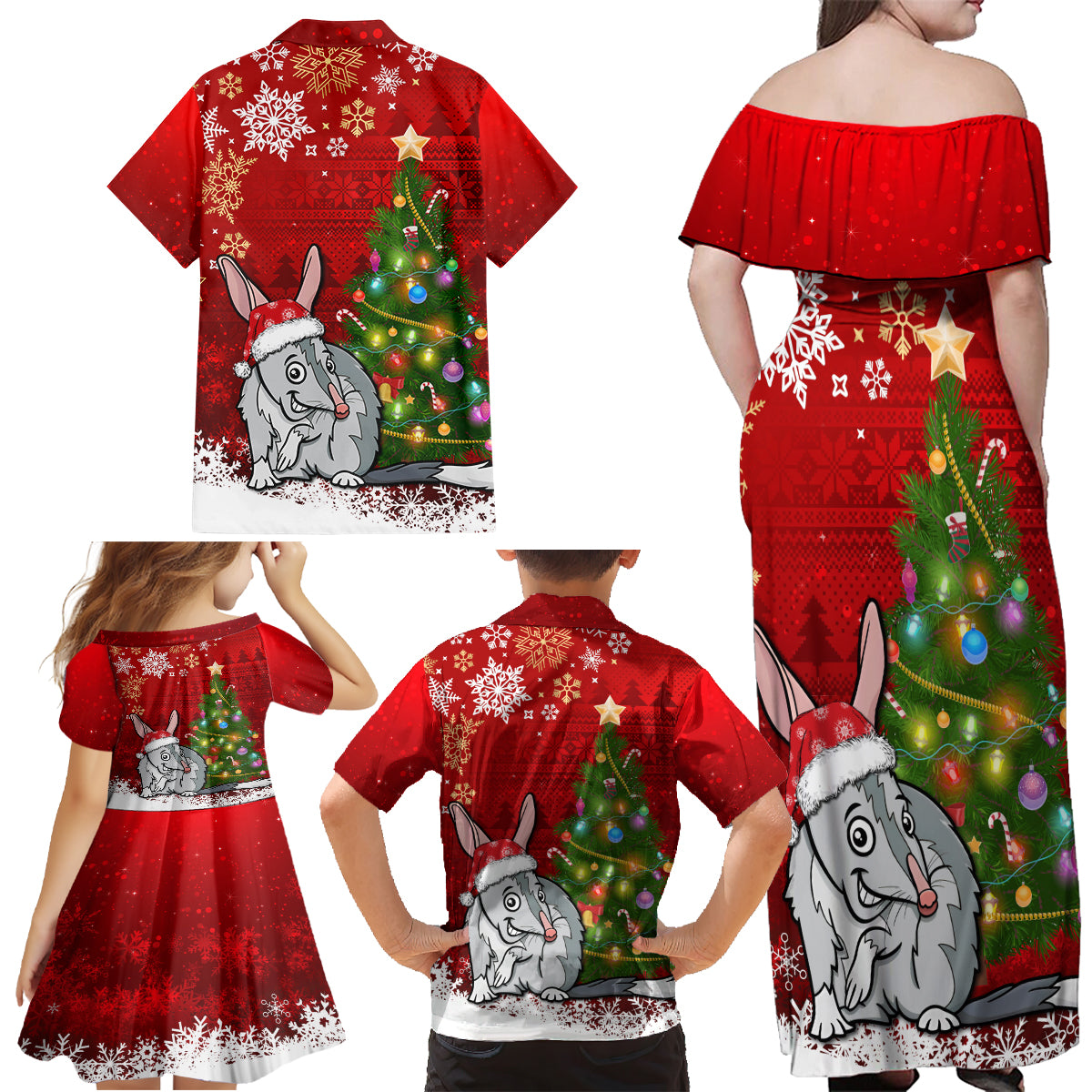 australia-christmas-family-matching-off-shoulder-maxi-dress-and-hawaiian-shirt-aussie-bilby-santa-merry-xmas