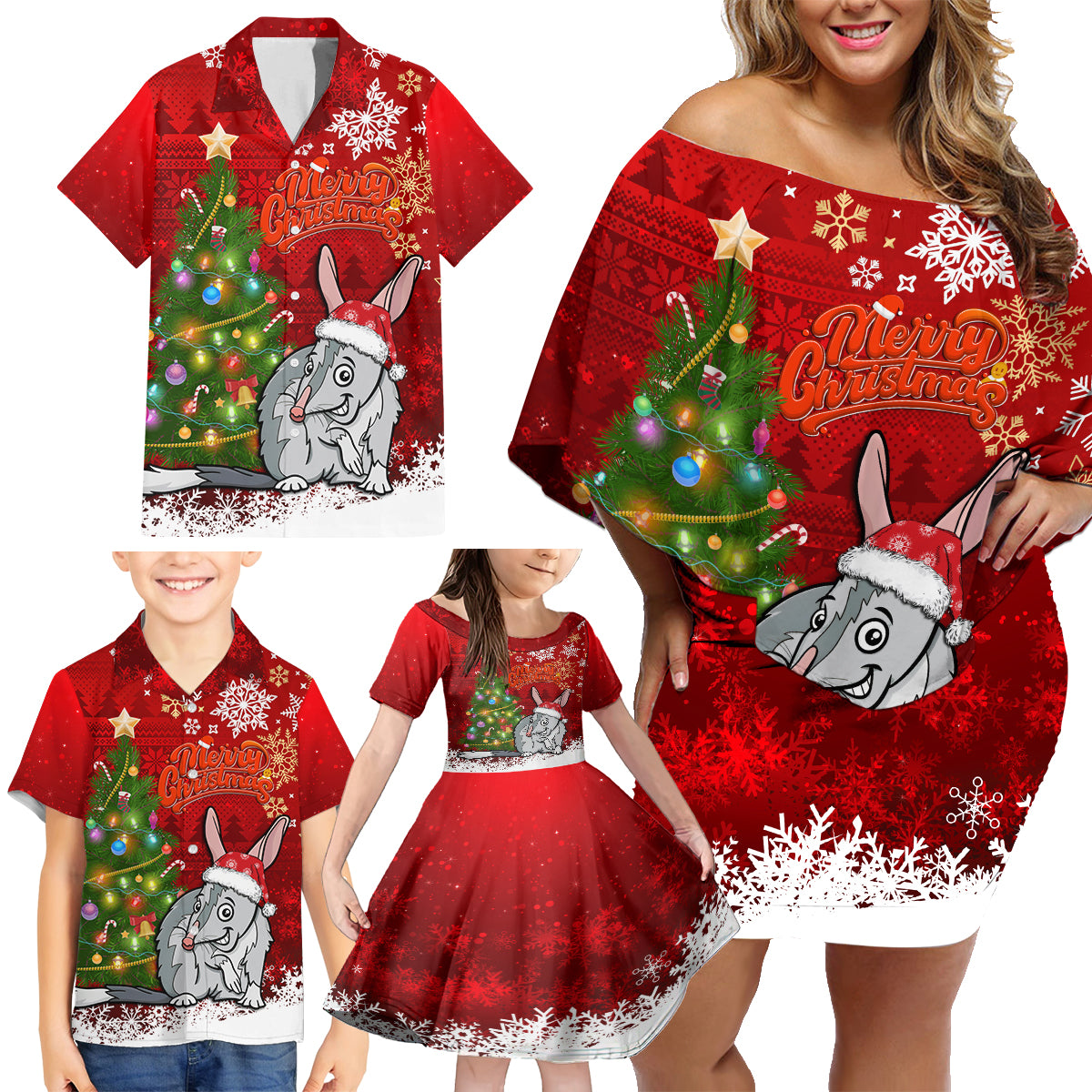 australia-christmas-family-matching-off-shoulder-short-dress-and-hawaiian-shirt-aussie-bilby-santa-merry-xmas