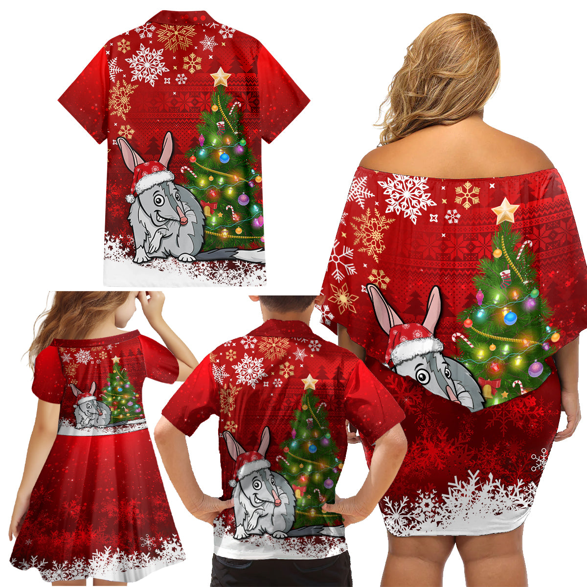 australia-christmas-family-matching-off-shoulder-short-dress-and-hawaiian-shirt-aussie-bilby-santa-merry-xmas