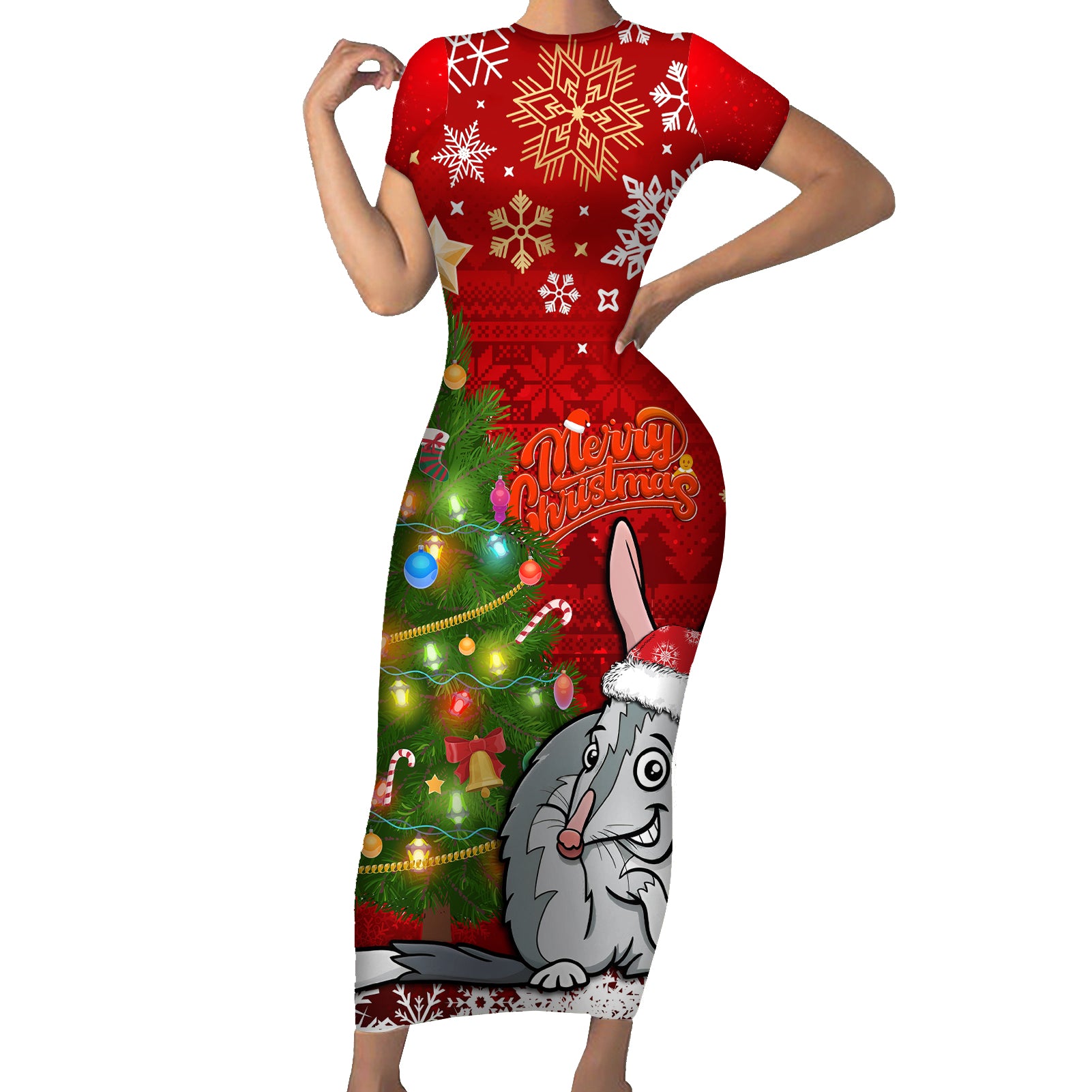 australia-christmas-family-matching-short-sleeve-bodycon-dress-and-hawaiian-shirt-aussie-bilby-santa-merry-xmas