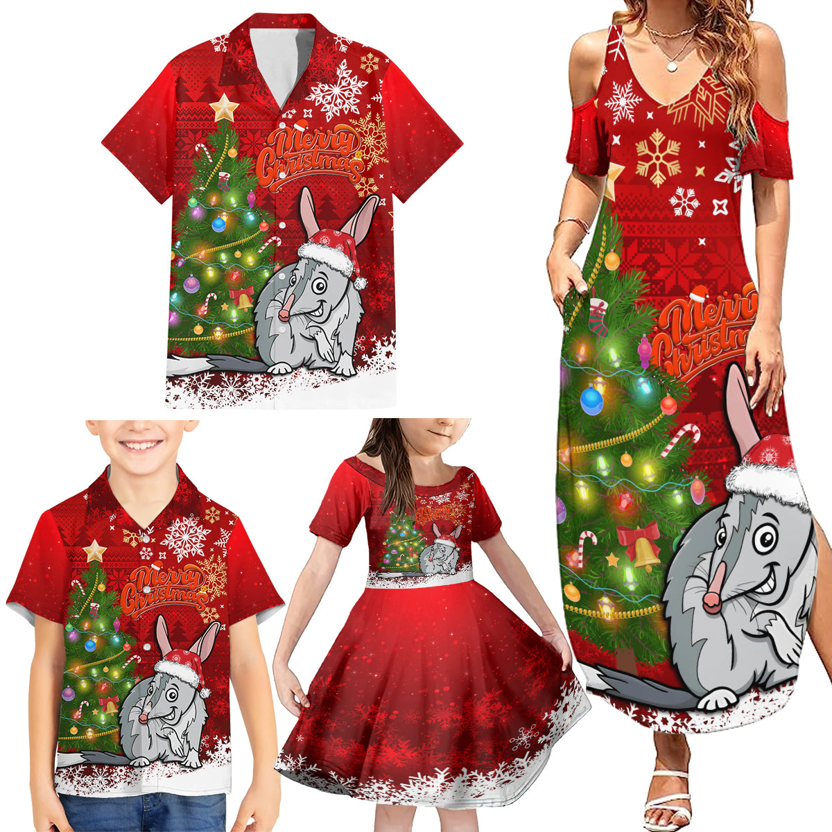 australia-christmas-family-matching-summer-maxi-dress-and-hawaiian-shirt-aussie-bilby-santa-merry-xmas