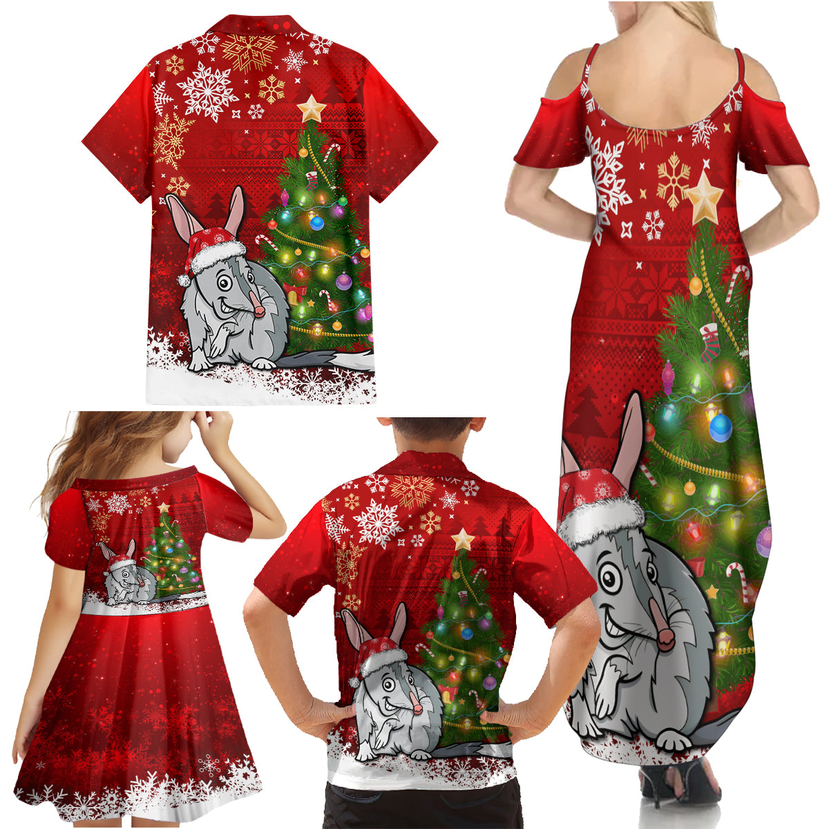 australia-christmas-family-matching-summer-maxi-dress-and-hawaiian-shirt-aussie-bilby-santa-merry-xmas