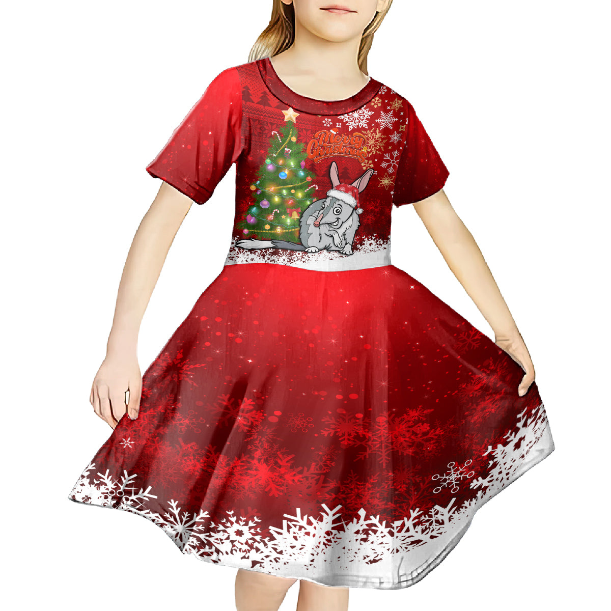 Australia Christmas Kid Short Sleeve Dress Aussie Bilby Santa Merry Xmas - Vibe Hoodie Shop