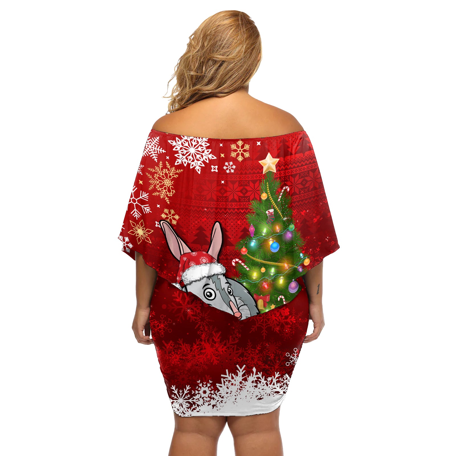 australia-christmas-off-shoulder-short-dress-aussie-bilby-santa-merry-xmas