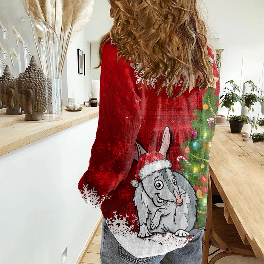 Australia Christmas Women Casual Shirt Aussie Bilby Santa Merry Xmas - Vibe Hoodie Shop