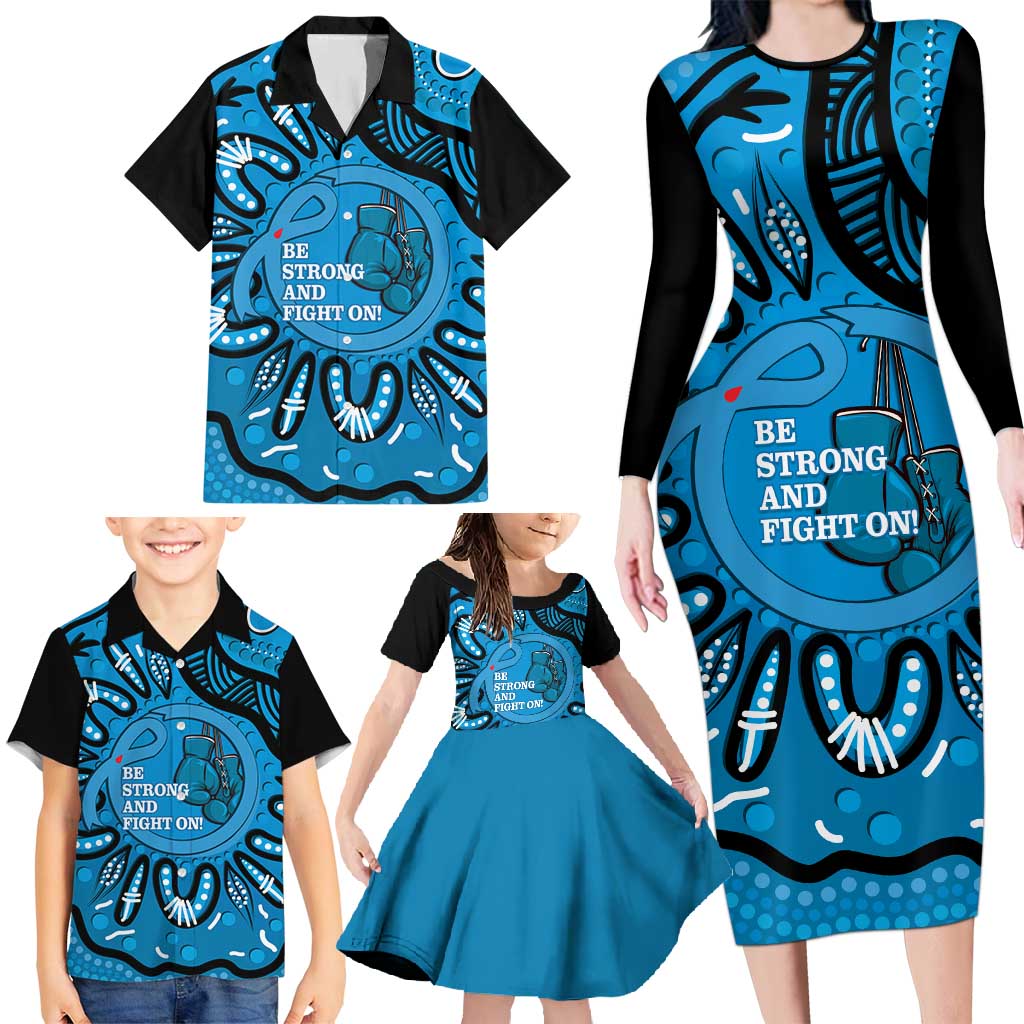 Australia Diabetes Awareness Month Family Matching Long Sleeve Bodycon Dress and Hawaiian Shirt Be Strong And Fight On Aboriginal Art