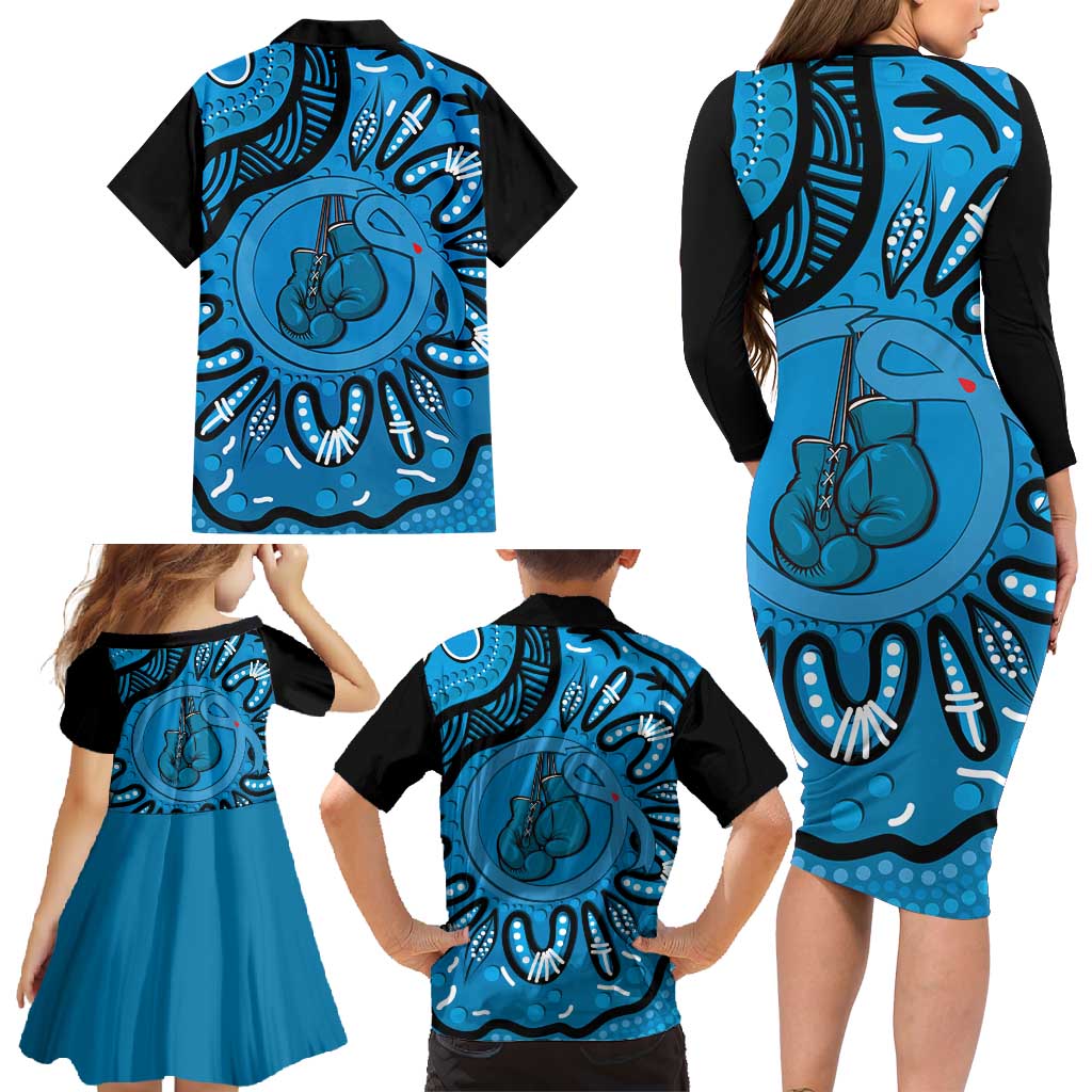 Australia Diabetes Awareness Month Family Matching Long Sleeve Bodycon Dress and Hawaiian Shirt Be Strong And Fight On Aboriginal Art