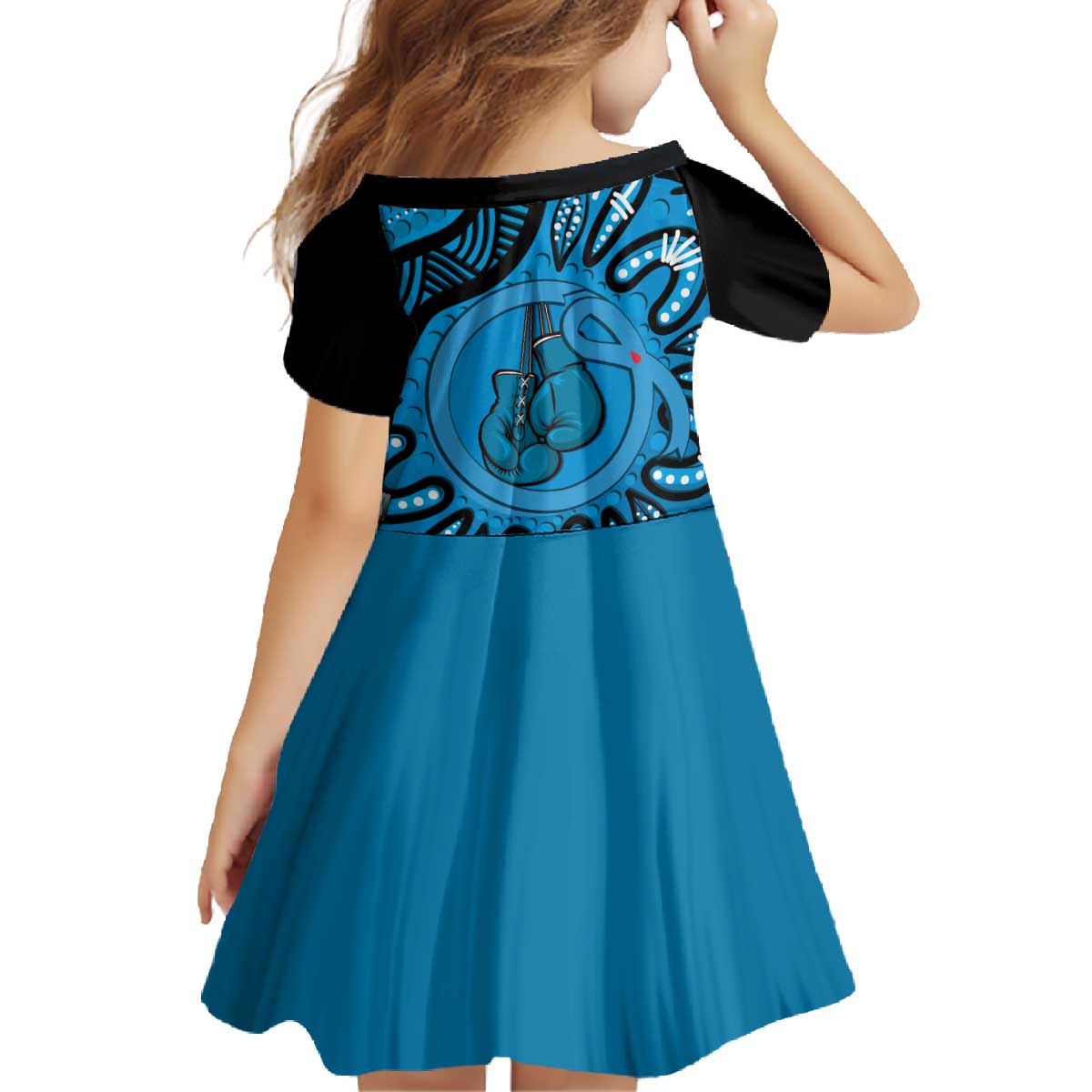 Australia Diabetes Awareness Month Family Matching Off The Shoulder Long Sleeve Dress and Hawaiian Shirt Be Strong And Fight On Aboriginal Art