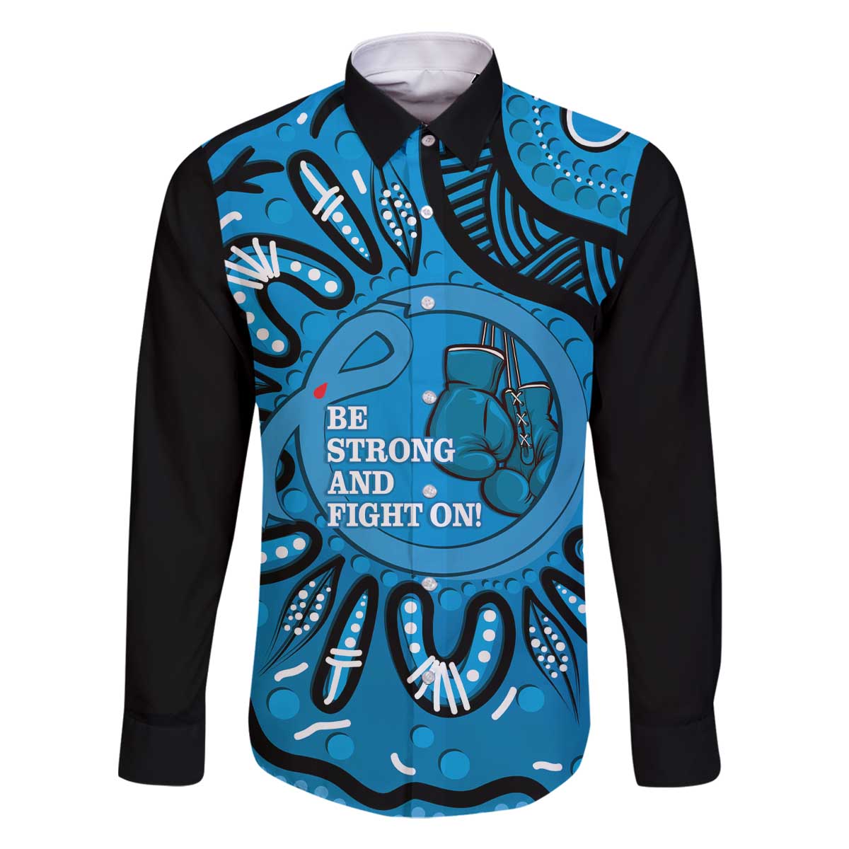 Australia Diabetes Awareness Month Family Matching Off The Shoulder Long Sleeve Dress and Hawaiian Shirt Be Strong And Fight On Aboriginal Art