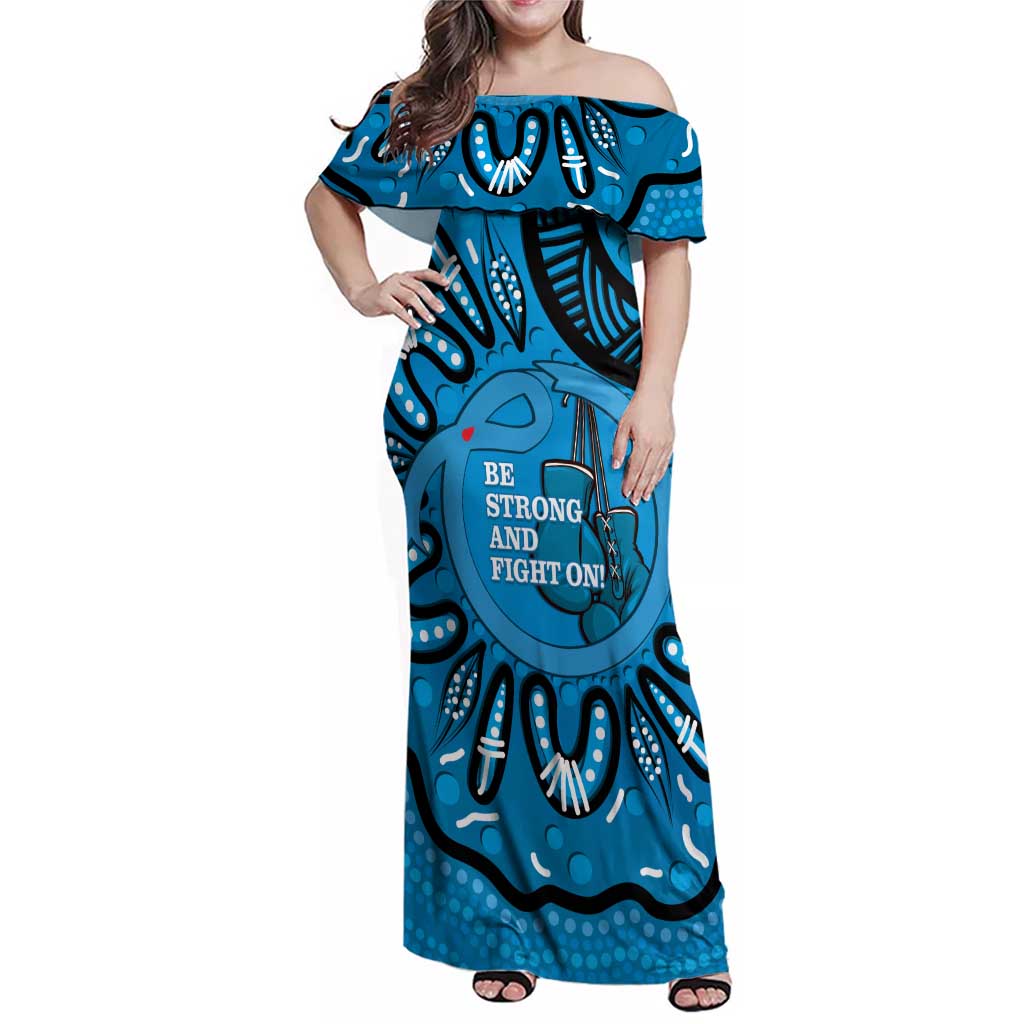 Australia Diabetes Awareness Month Family Matching Off Shoulder Maxi Dress and Hawaiian Shirt Be Strong And Fight On Aboriginal Art