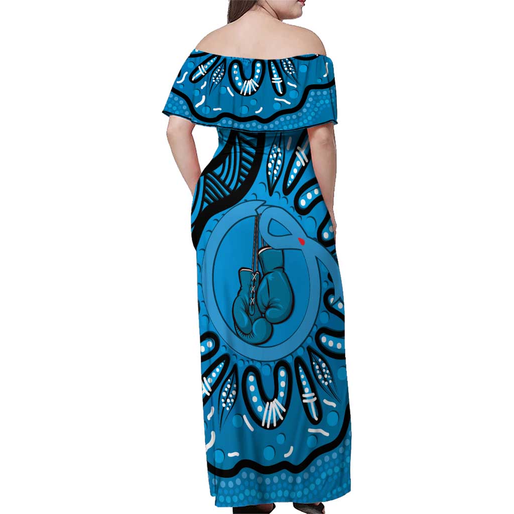 Australia Diabetes Awareness Month Family Matching Off Shoulder Maxi Dress and Hawaiian Shirt Be Strong And Fight On Aboriginal Art