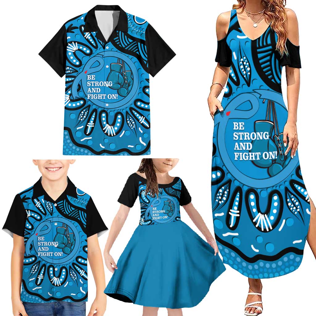 Australia Diabetes Awareness Month Family Matching Summer Maxi Dress and Hawaiian Shirt Be Strong And Fight On Aboriginal Art