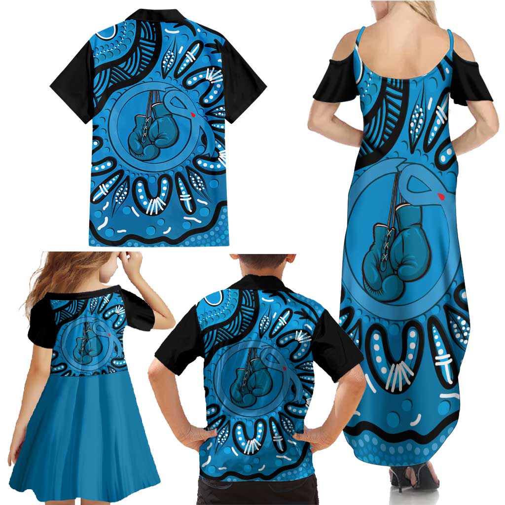 Australia Diabetes Awareness Month Family Matching Summer Maxi Dress and Hawaiian Shirt Be Strong And Fight On Aboriginal Art