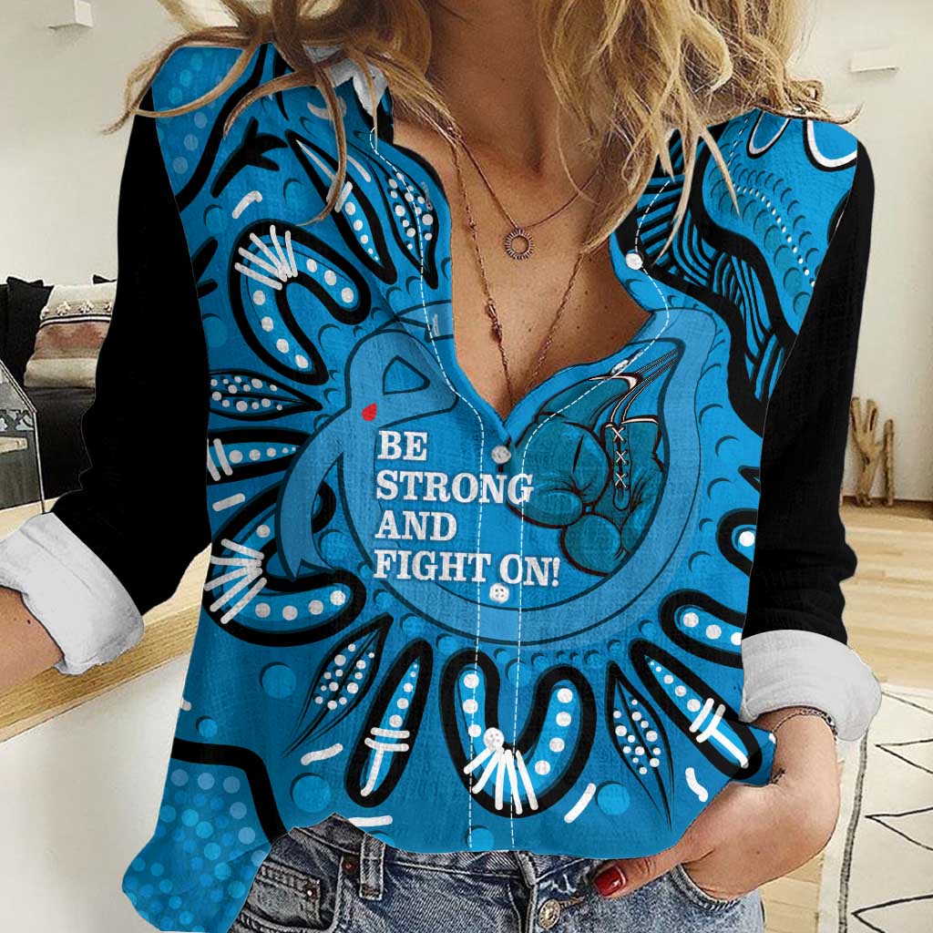 Australia Diabetes Awareness Month Women Casual Shirt Be Strong And Fight On Aboriginal Art - Vibe Hoodie Shop