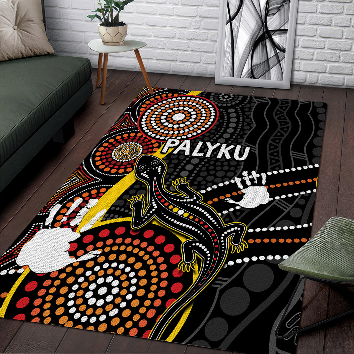 PALYKU Australia Lizard Aboriginal Art Area Rug - Vibe Hoodie Shop