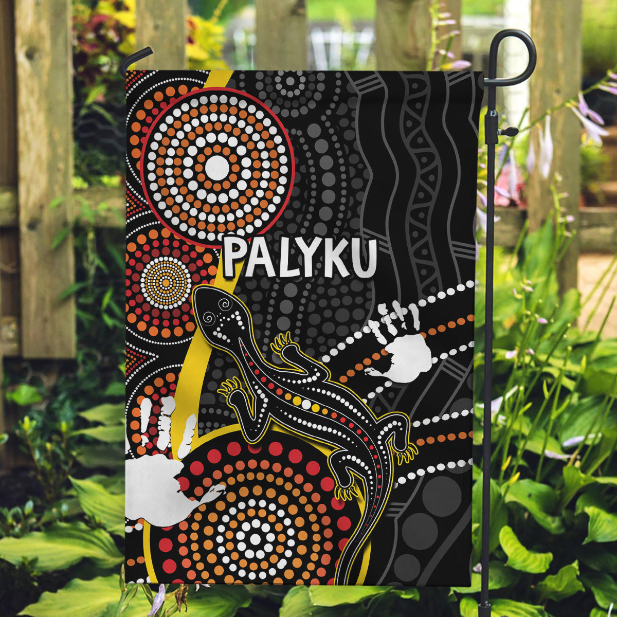 PALYKU Australia Lizard Aboriginal Art Garden Flag - Vibe Hoodie Shop