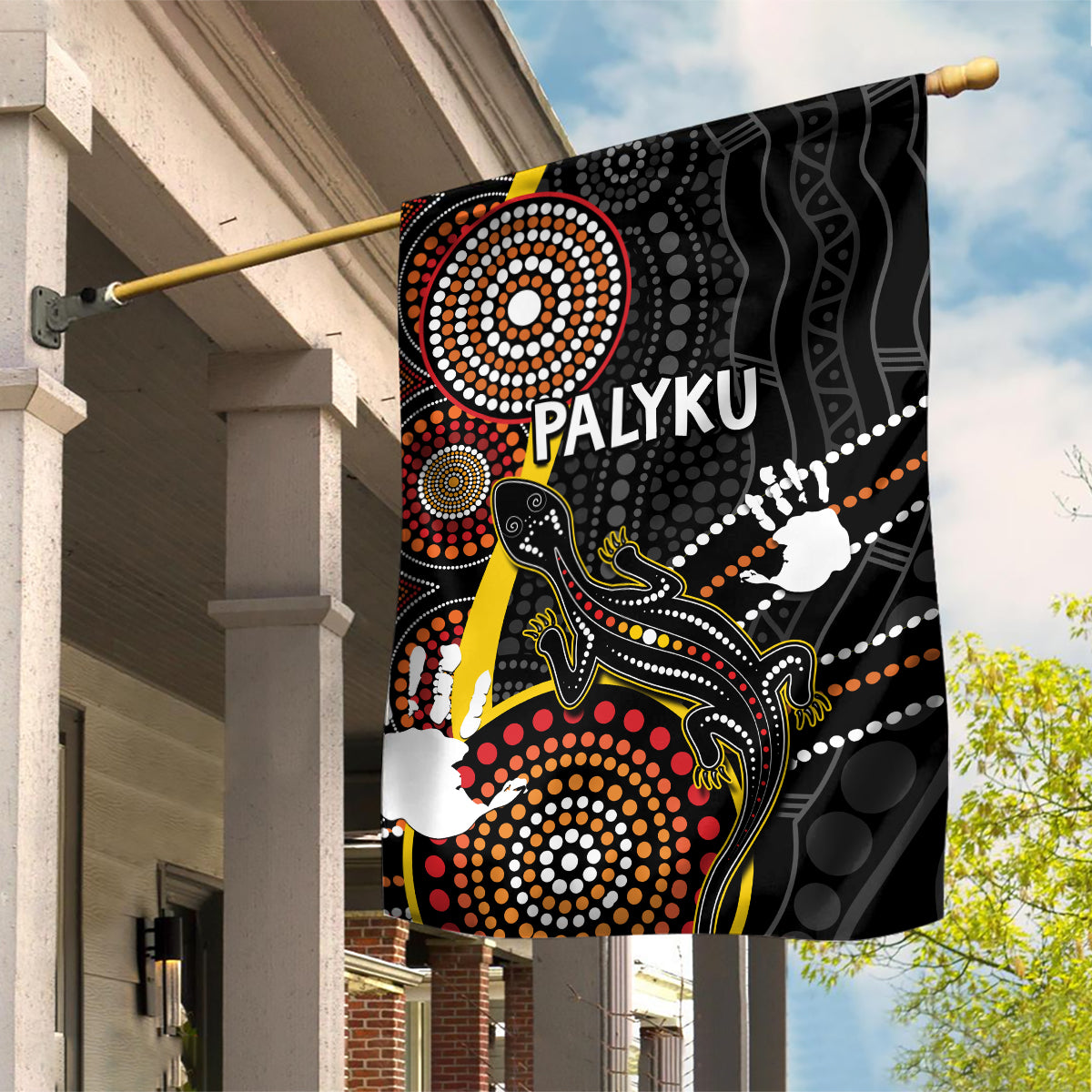 PALYKU Australia Lizard Aboriginal Art Garden Flag - Vibe Hoodie Shop