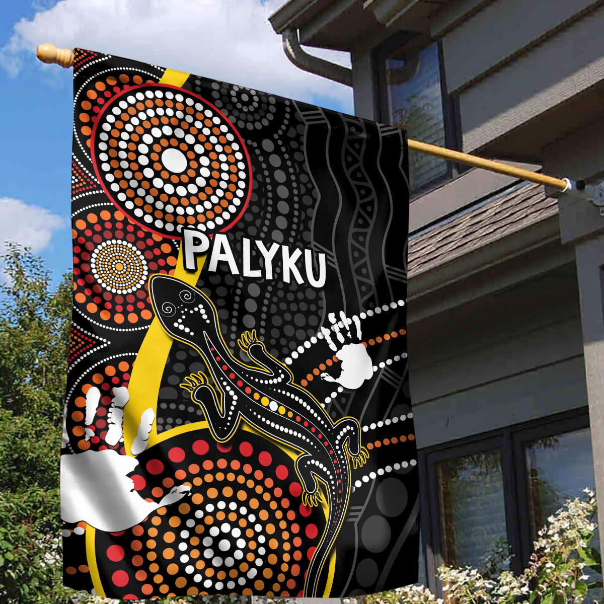 PALYKU Australia Lizard Aboriginal Art Garden Flag - Vibe Hoodie Shop