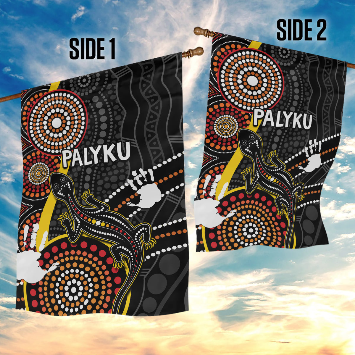 PALYKU Australia Lizard Aboriginal Art Garden Flag - Vibe Hoodie Shop