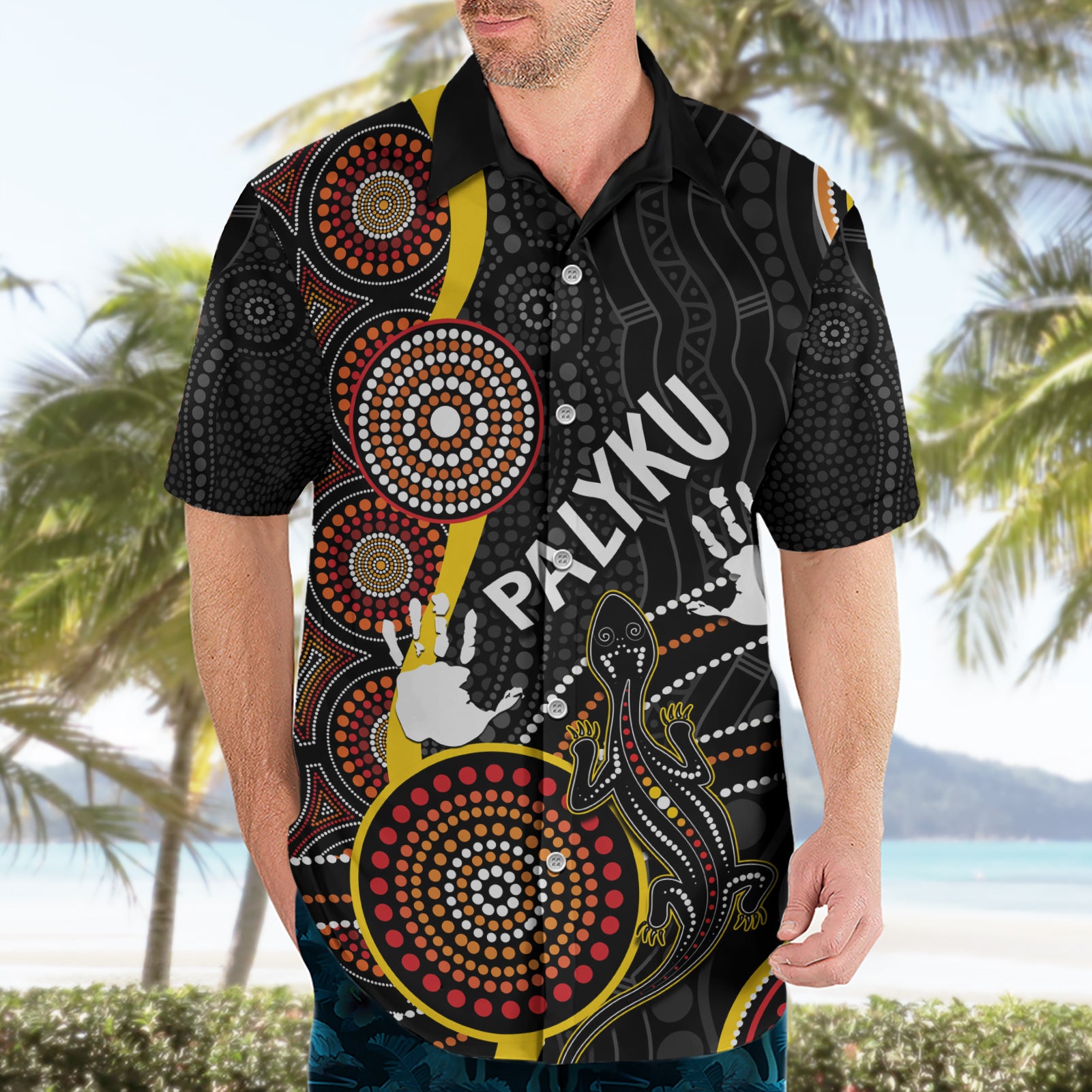 PALYKU Australia Lizard Aboriginal Art Hawaiian Shirt - Vibe Hoodie Shop