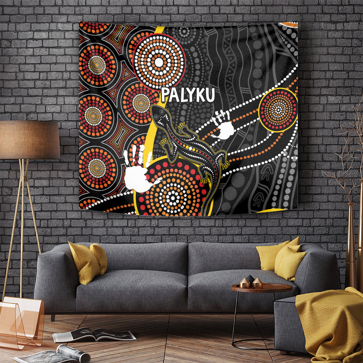 PALYKU Australia Lizard Aboriginal Art Tapestry - Vibe Hoodie Shop