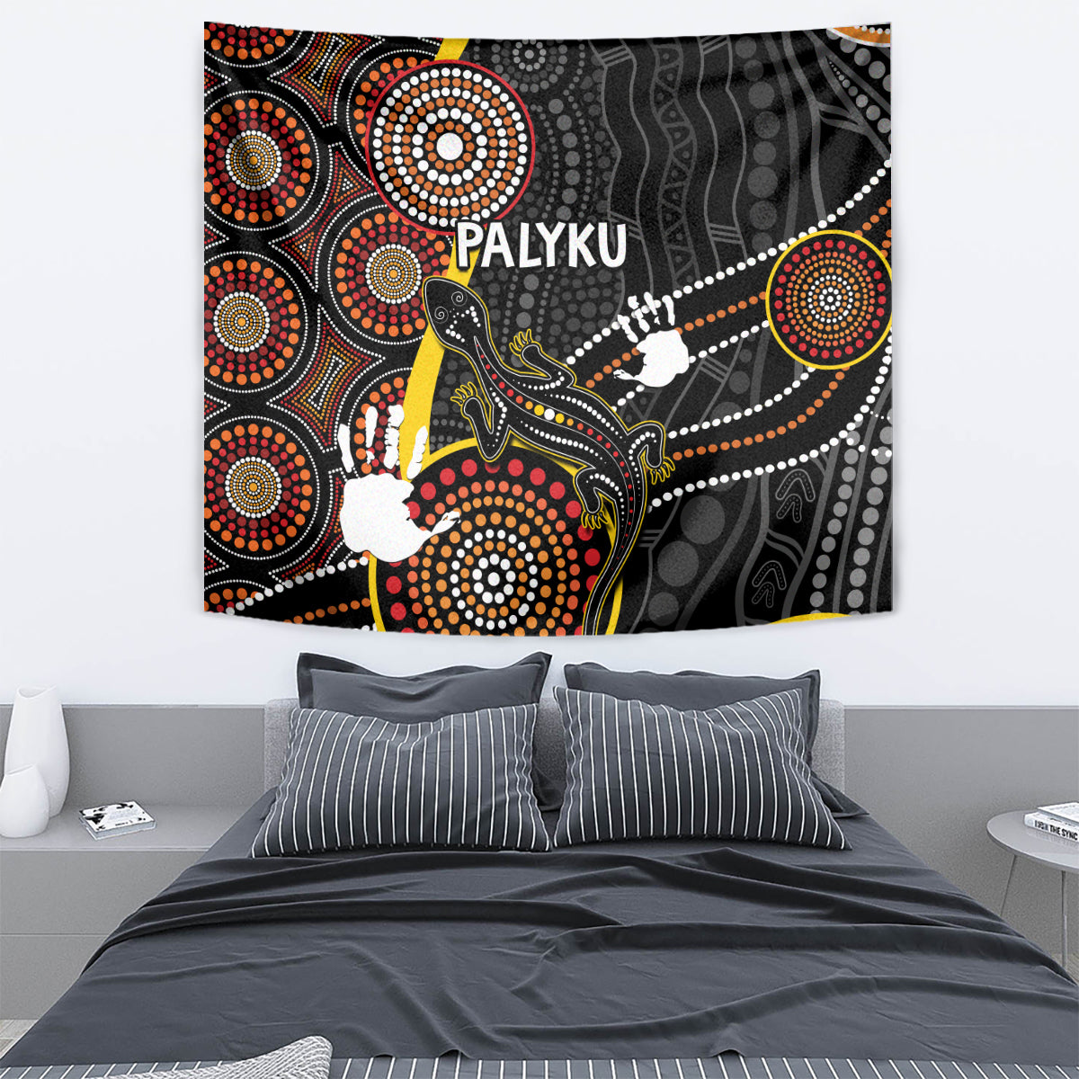 PALYKU Australia Lizard Aboriginal Art Tapestry - Vibe Hoodie Shop