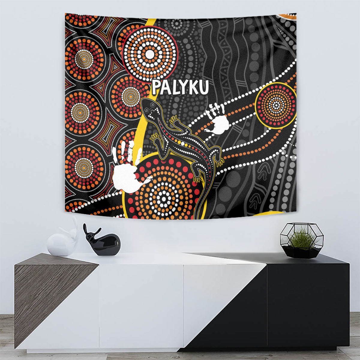 PALYKU Australia Lizard Aboriginal Art Tapestry - Vibe Hoodie Shop