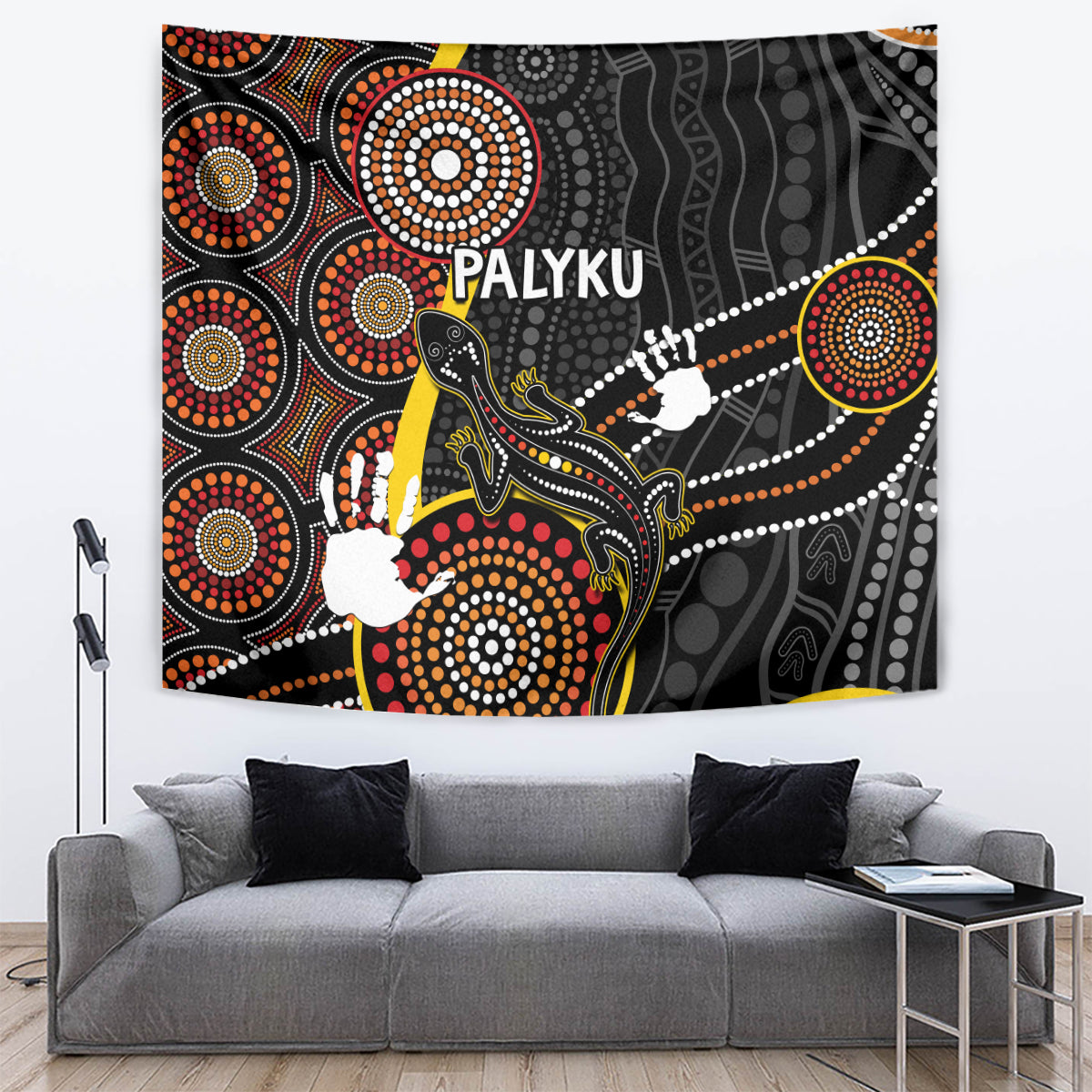 PALYKU Australia Lizard Aboriginal Art Tapestry - Vibe Hoodie Shop