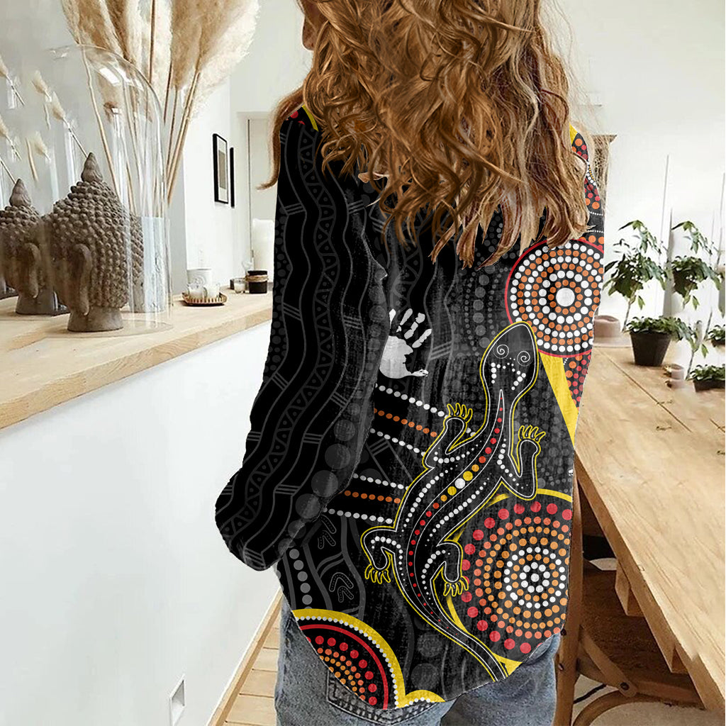PALYKU Australia Lizard Aboriginal Art Women Casual Shirt - Vibe Hoodie Shop