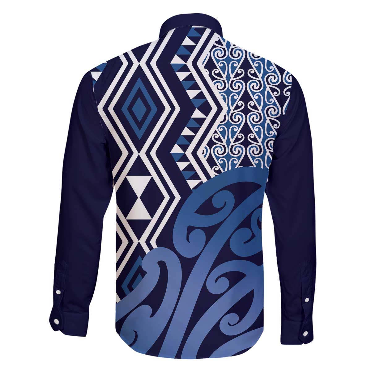 New Zealand Family Matching Off The Shoulder Long Sleeve Dress and Hawaiian Shirt Aotearoa Kowhaiwhai Mix Taniko Art - Blue