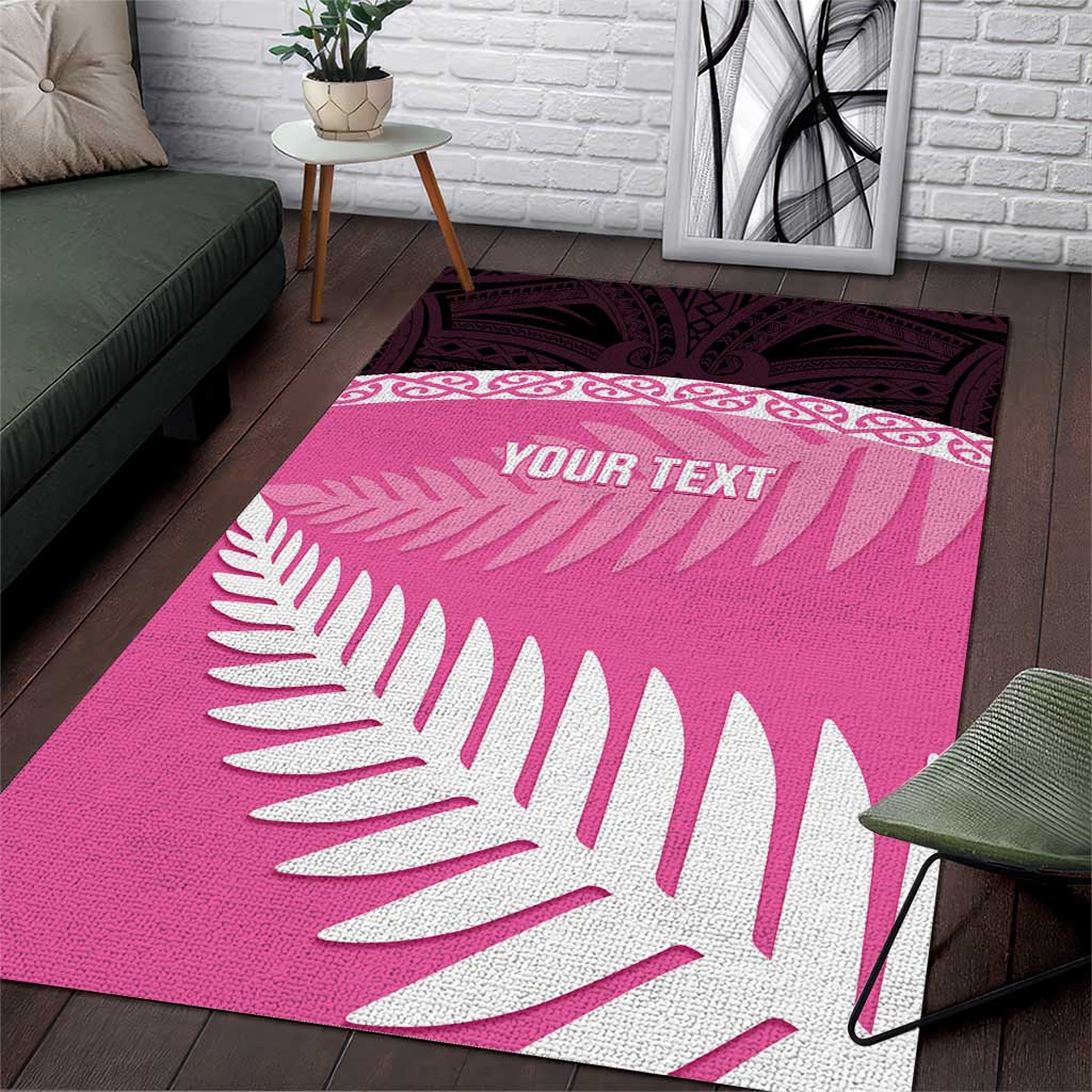 Custom New Zealand Aotearoa Cricket Area Rug Go White Silver Fern - Vibe Hoodie Shop