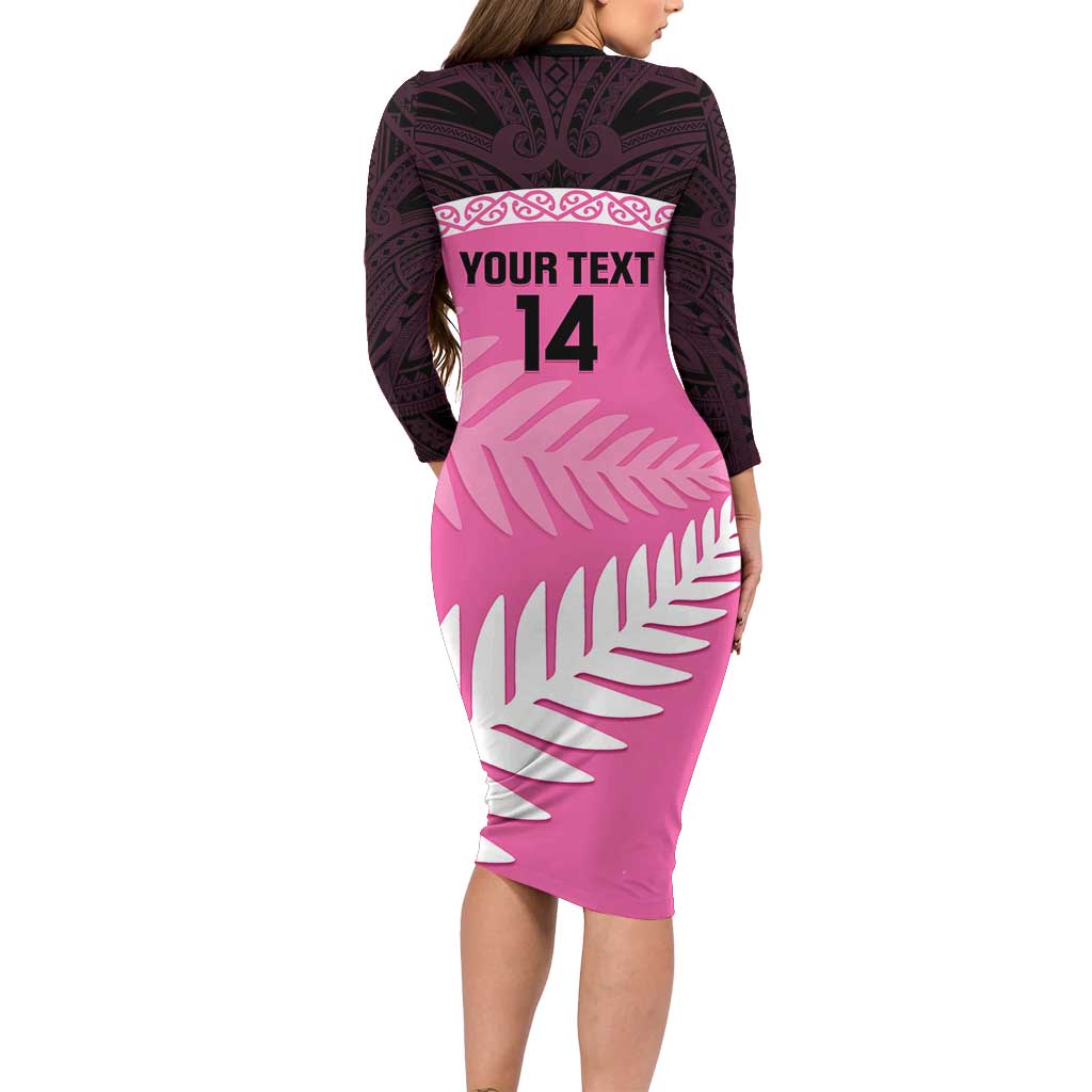 Custom New Zealand Aotearoa Cricket Family Matching Long Sleeve Bodycon Dress and Hawaiian Shirt Go White Silver Fern