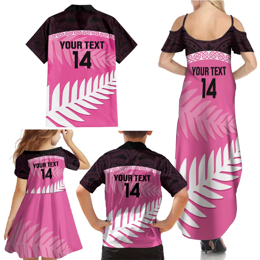 Custom New Zealand Aotearoa Cricket Family Matching Summer Maxi Dress and Hawaiian Shirt Go White Silver Fern