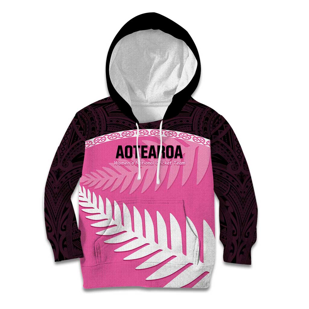 Custom New Zealand Aotearoa Cricket Kid Hoodie Go White Silver Fern - Vibe Hoodie Shop