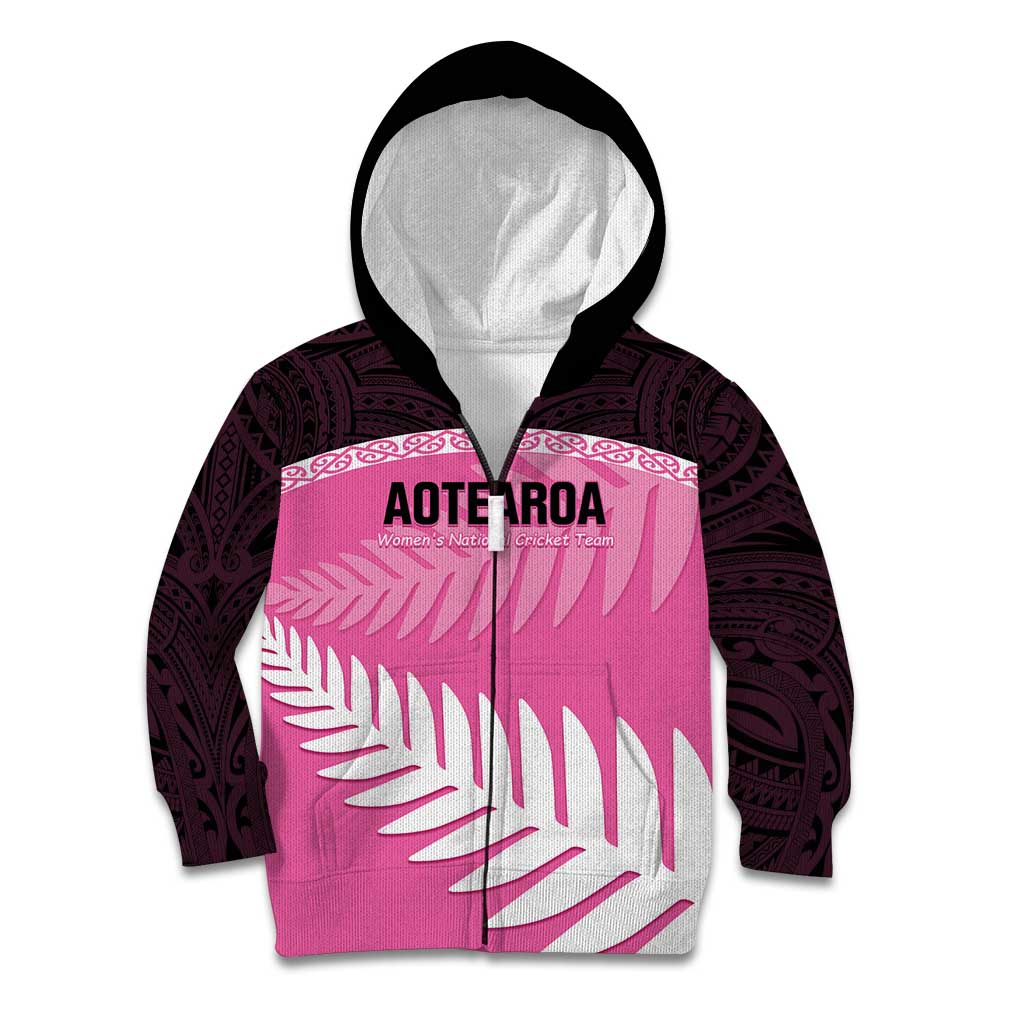 Custom New Zealand Aotearoa Cricket Kid Hoodie Go White Silver Fern - Vibe Hoodie Shop