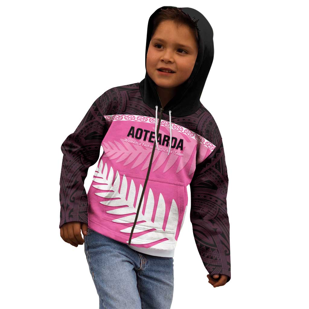 Custom New Zealand Aotearoa Cricket Kid Hoodie Go White Silver Fern - Vibe Hoodie Shop