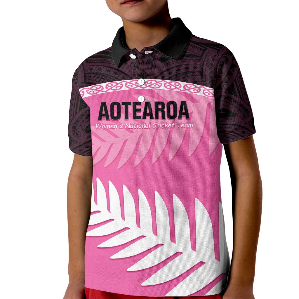 Custom New Zealand Aotearoa Cricket Kid Polo Shirt Go White Silver Fern - Vibe Hoodie Shop