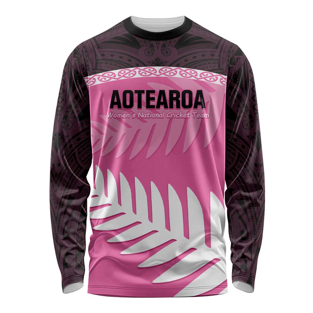 Custom New Zealand Aotearoa Cricket Long Sleeve Shirt Go White Silver Fern - Vibe Hoodie Shop