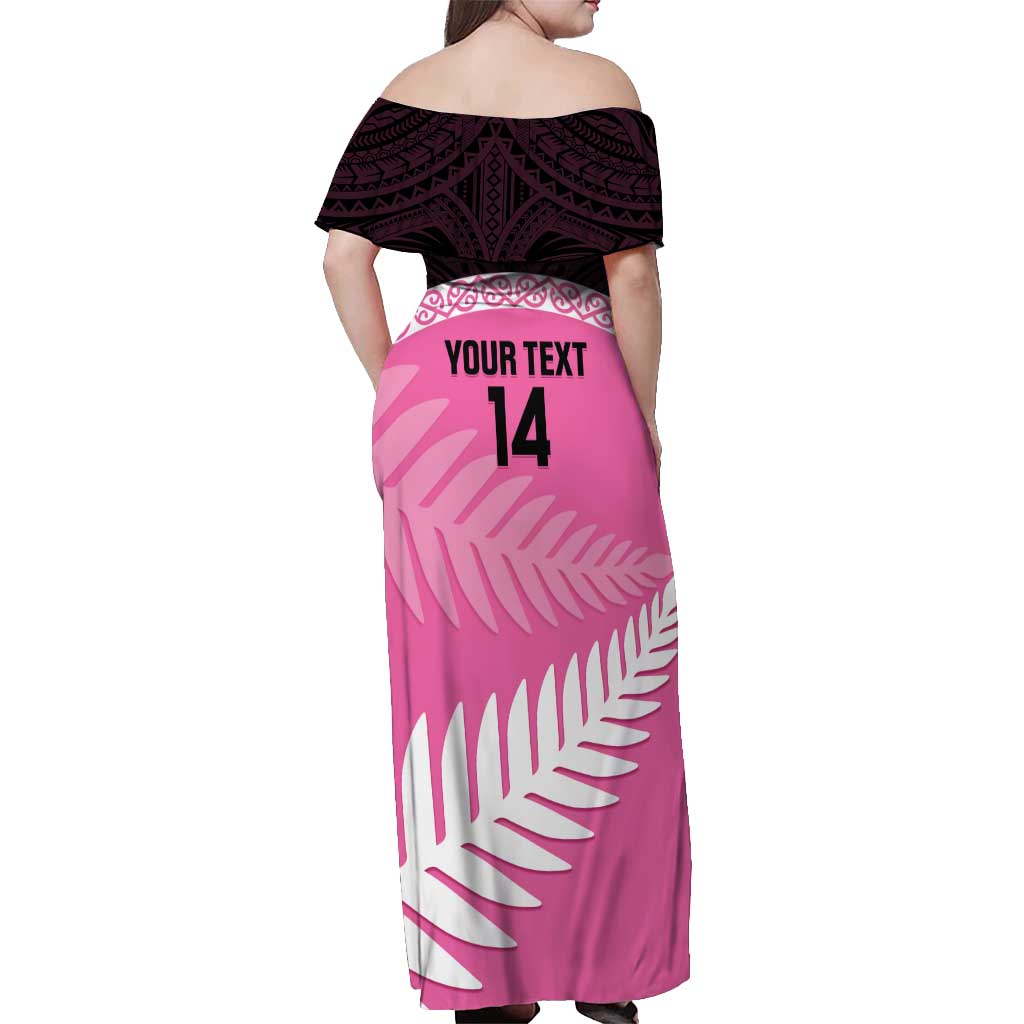 Custom New Zealand Aotearoa Cricket Off Shoulder Maxi Dress Go White Silver Fern