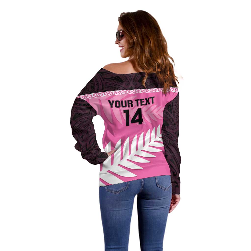 Custom New Zealand Aotearoa Cricket Off Shoulder Sweater Go White Silver Fern - Vibe Hoodie Shop