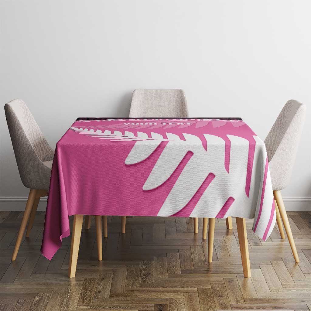 Custom New Zealand Aotearoa Cricket Tablecloth Go White Silver Fern