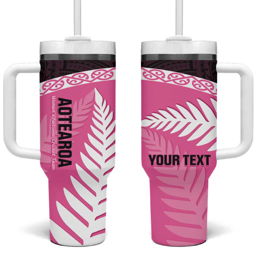 Personalised Aotearoa Cricket Tumbler With Handle Go White Silver Fern