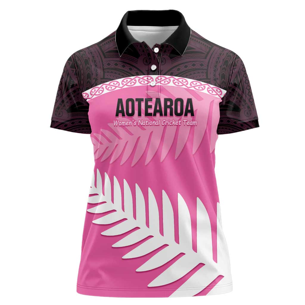 Custom New Zealand Aotearoa Cricket Women Polo Shirt Go White Silver Fern - Vibe Hoodie Shop