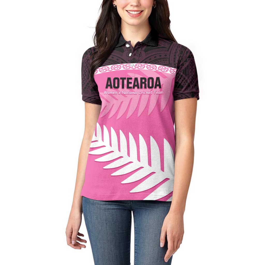 Custom New Zealand Aotearoa Cricket Women Polo Shirt Go White Silver Fern - Vibe Hoodie Shop