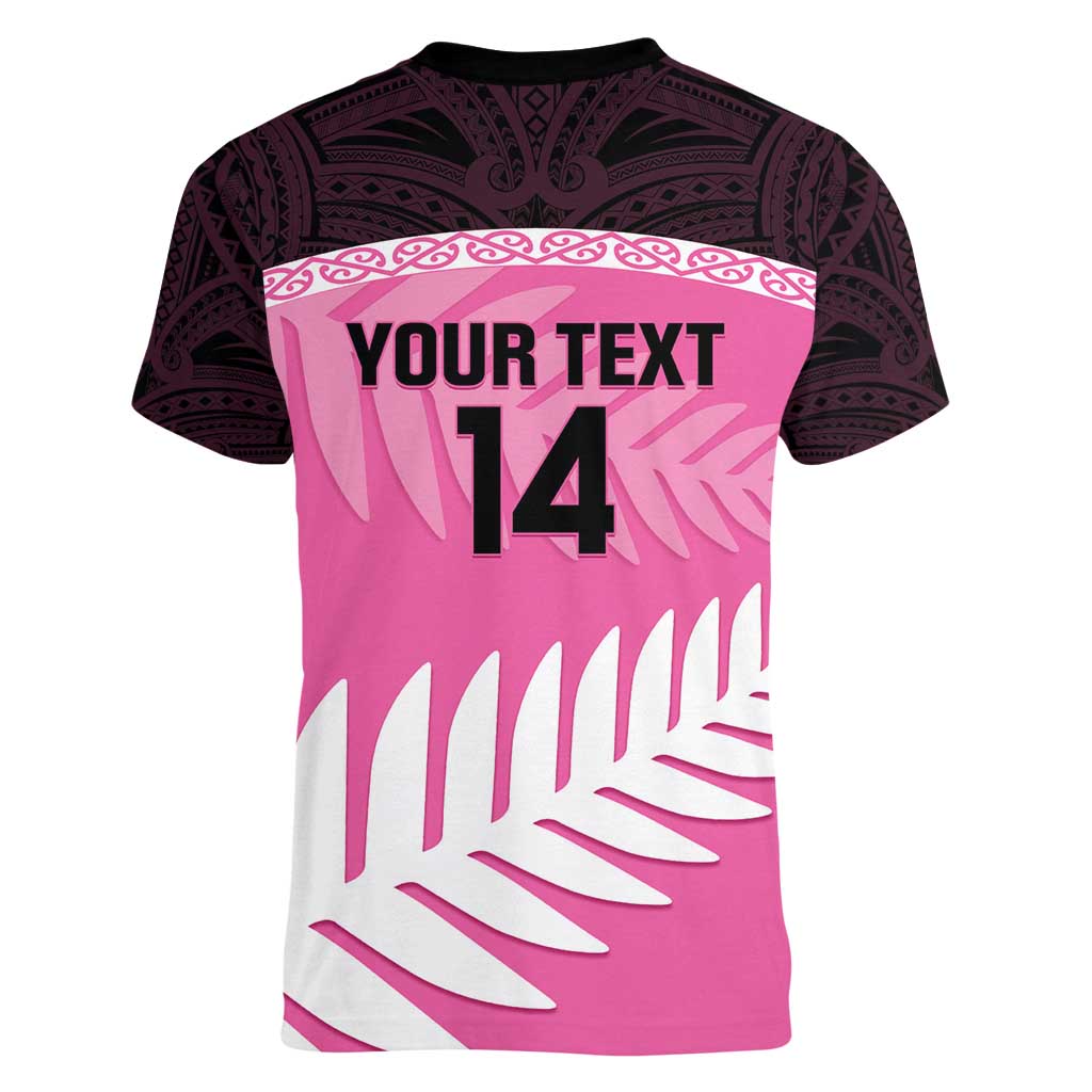 Custom New Zealand Aotearoa Cricket Women V-Neck T-Shirt Go White Silver Fern - Vibe Hoodie Shop